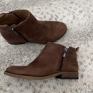Franco Sarto Size 6 Brown Distressed Leather Ankle boot